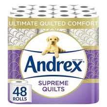 Andrex Supreme Quilts Quilted Toilet Paper - 25% Thicker Than Before to Provide Ultimate Quilted Comfort with Unique Air Pocket Texture, 16 Count