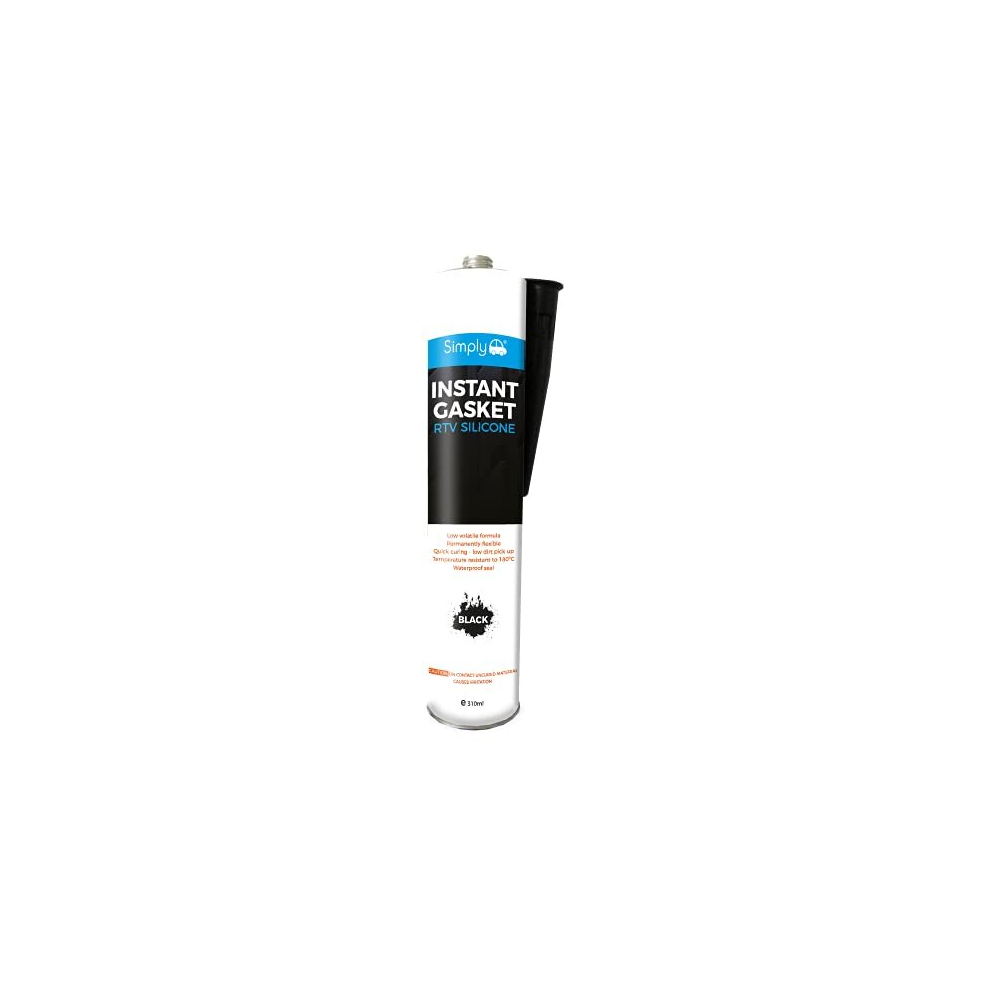 Simply SR-001 Black RTV Silicone Instant Gasket - Temperature Resistant up to 200 degrees - Easy to Apply - Waterproof Seal - Flexible - Low Dirt Pick