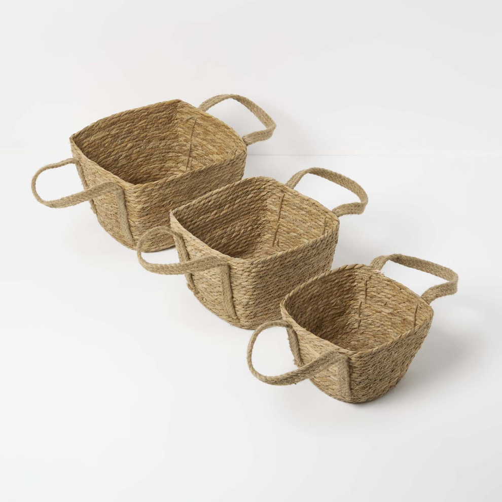 Set of 3 Natural Woven Storage Baskets