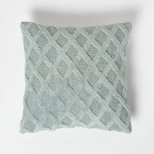 (Green) Geometric Diamond Green Tufted Cotton Cushion 45 x 45 cm