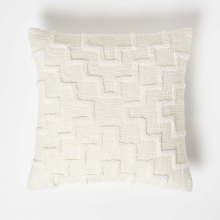 (Natural) Geometric Beige Tufted Cotton Cushion 45 x 45 cm
