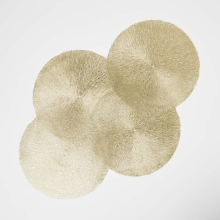 Set of 4 Round Decorative Gold Placemats