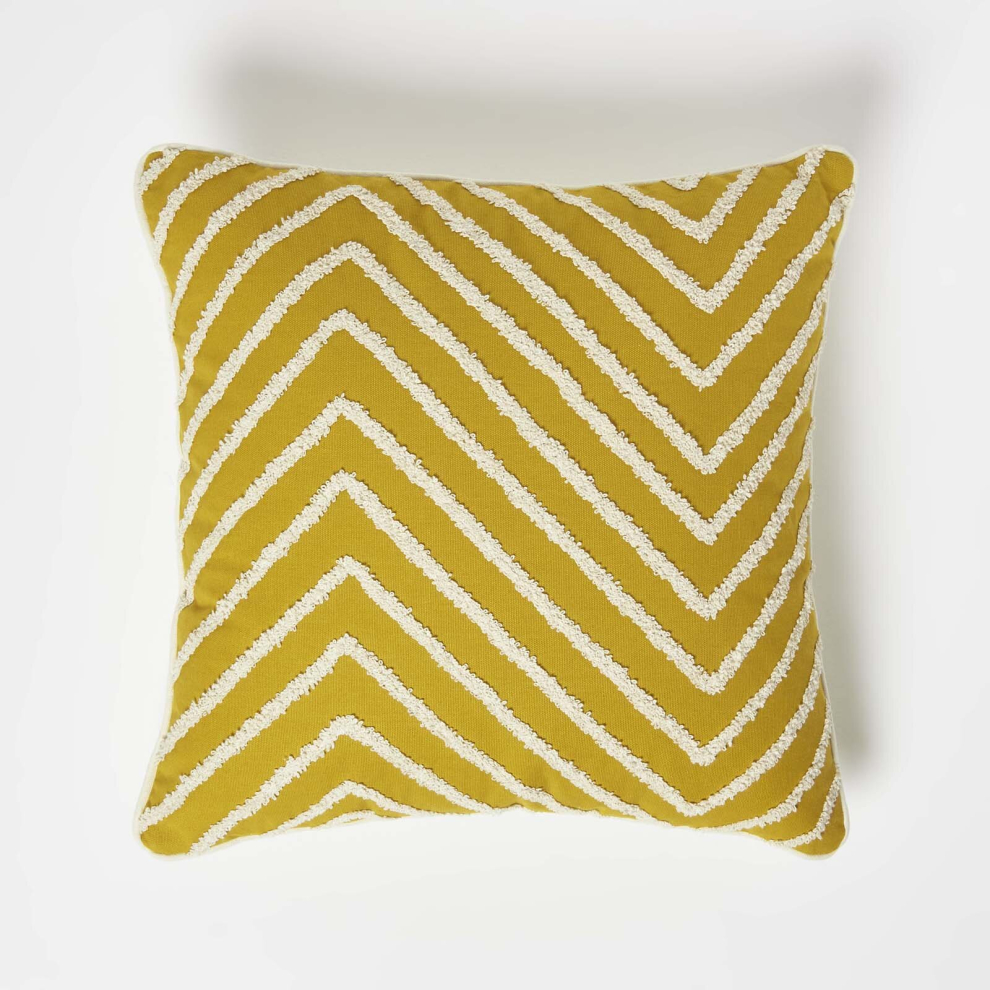 Mustard Yellow Tufted Cotton Cushion