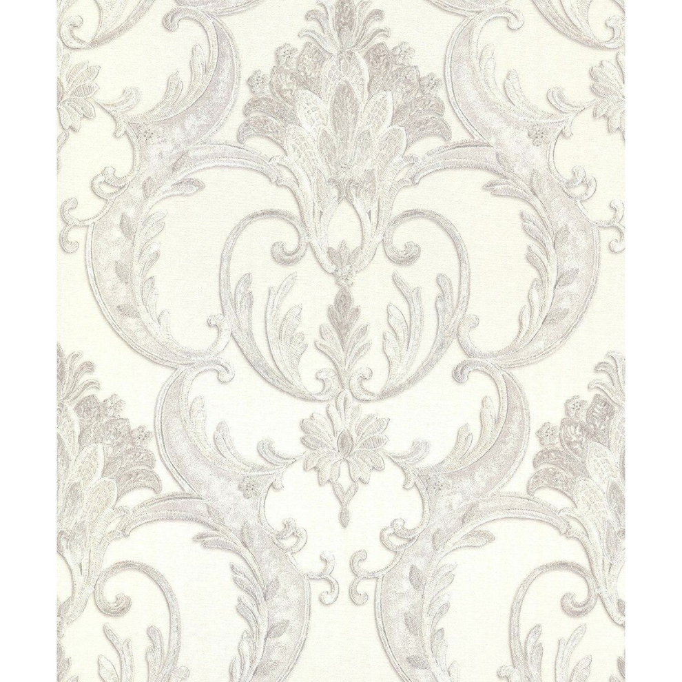 Debona Perla Heavyweight Damask Textured Italian Glitter Wallpaper 9092 Silver