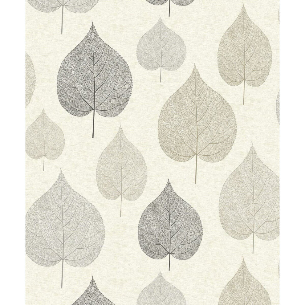 Crown Wallcoverings Quest Charcoal Leaf Flat Surface Spongeable Wallpaper M1070