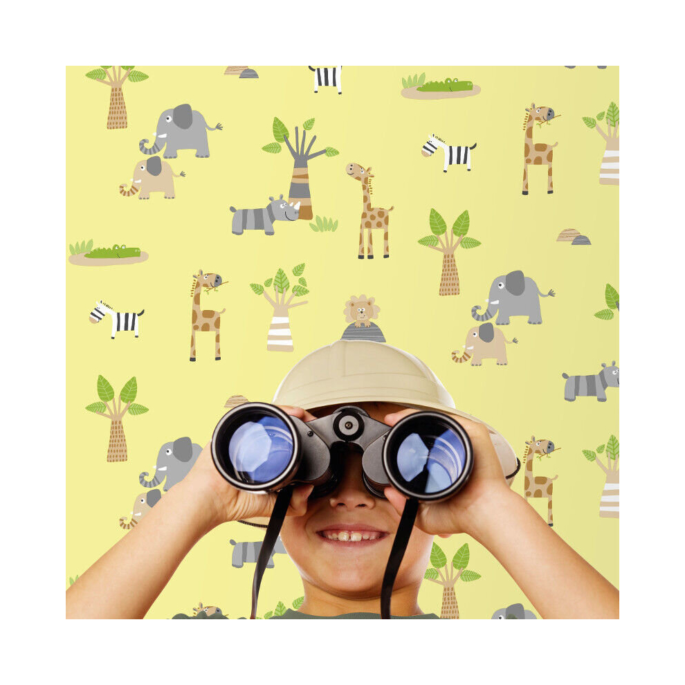 Debona Zoo Animals Print Multi Kids, Boys & Girls Spongeable Wallpaper 20002 3294270200049