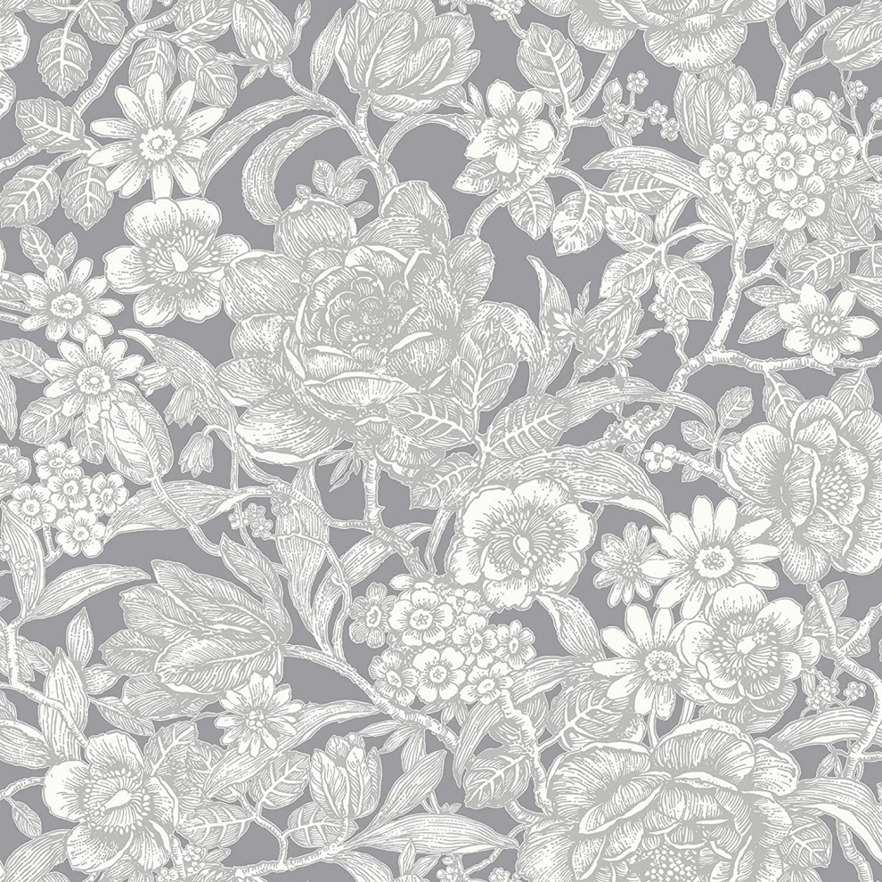 Crown Wallcoverings Wild Hedgerow Floral Trails Washable Wallpaper M1188 Grey