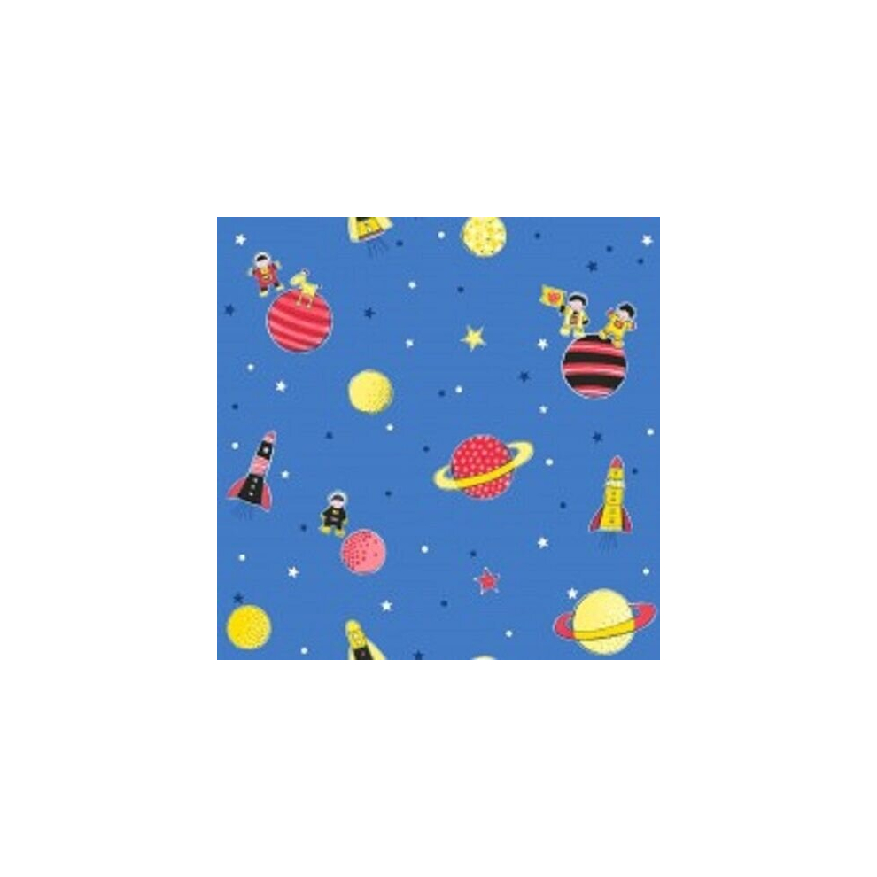 Debona Space Planets Rockets Kids & Boys Blue Spongeable Wallpaper 20006