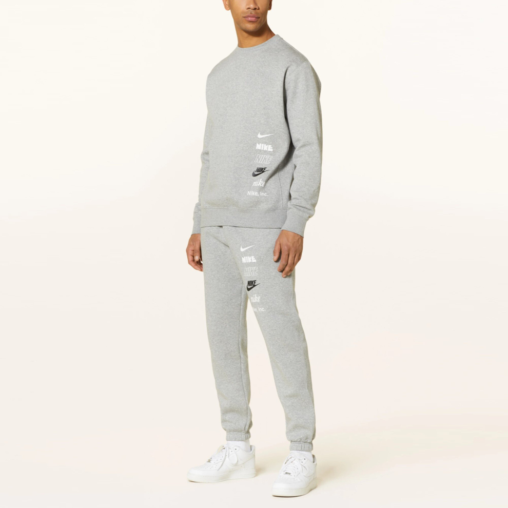 Nike (, Xxl) Club Fleece+ Mens Crewneck Brushed Back Fleece Tracksuit Grey