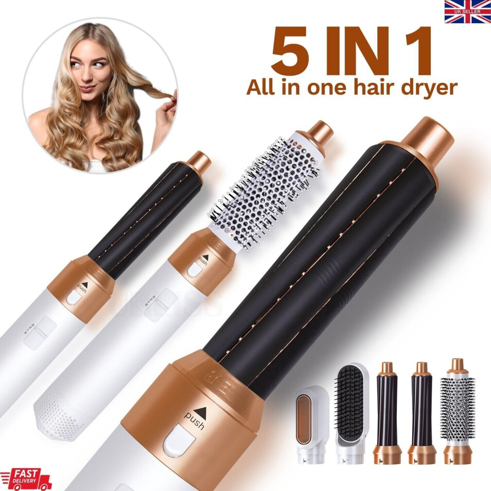 5 in 1 Electric Hair Dryer Blow Curler Set Detachable Styler Hot Air Brush Salon