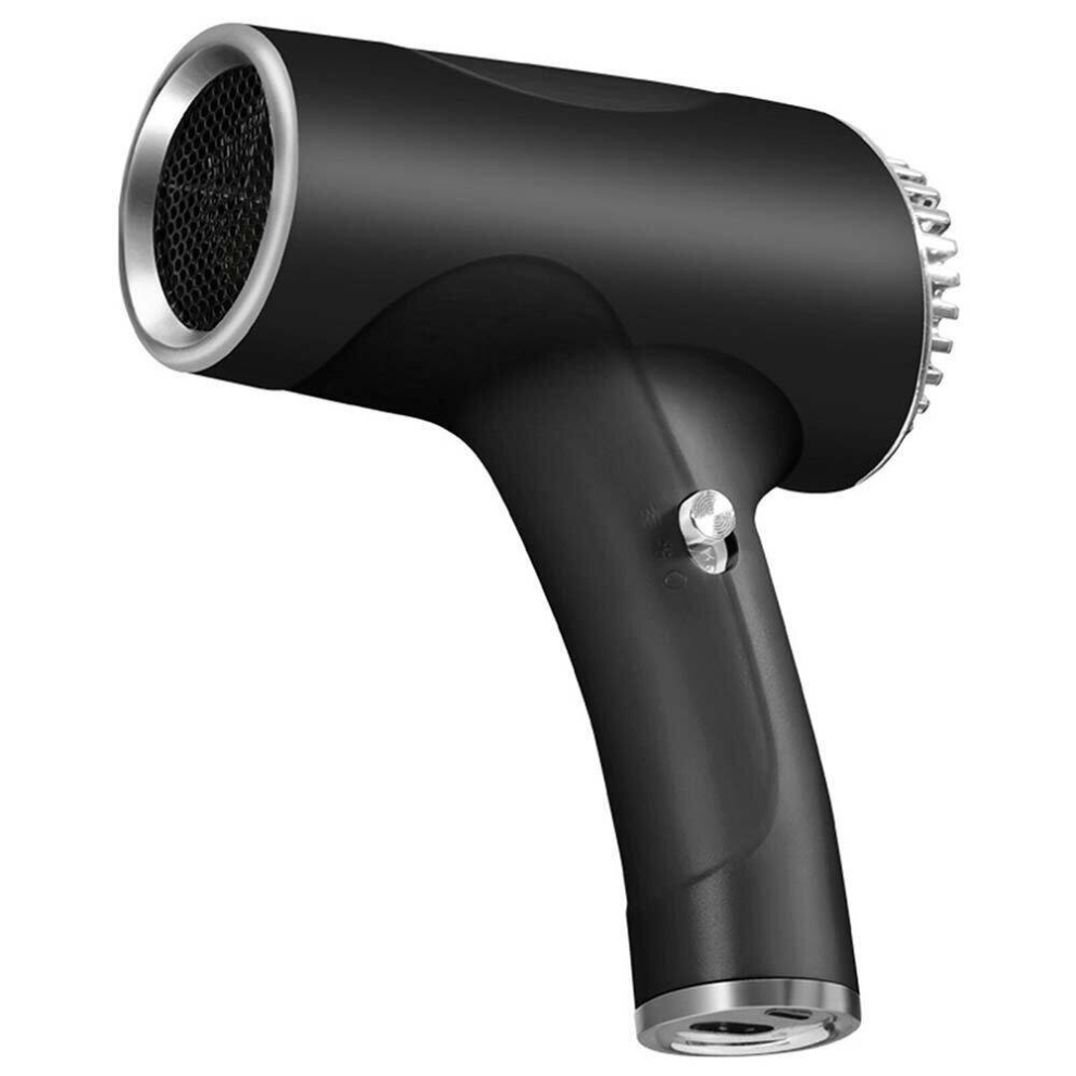 Portable Rechargeable USB Cordless Hair Dryer Versatile Hairdressing Tool,Black