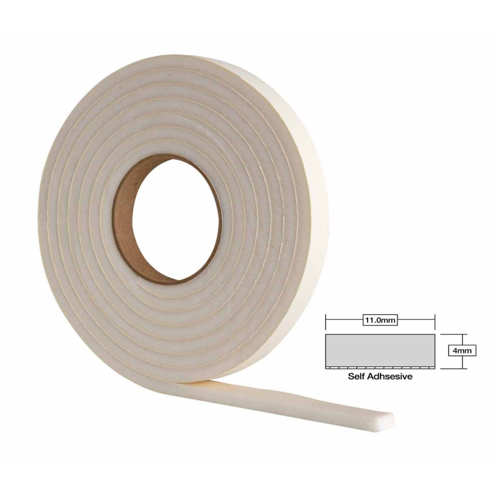 (1 Pack) SureSeal Draught Excluder Self Adhesive Foam Strip for Window & Doors (5mmx9mm, 5m Roll, White)
