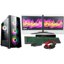 Fast Gaming Intel Quad Core i5 16GB RAM 1TB HDD & 128GB SSD PC Bundle / Dual Monitor 22"