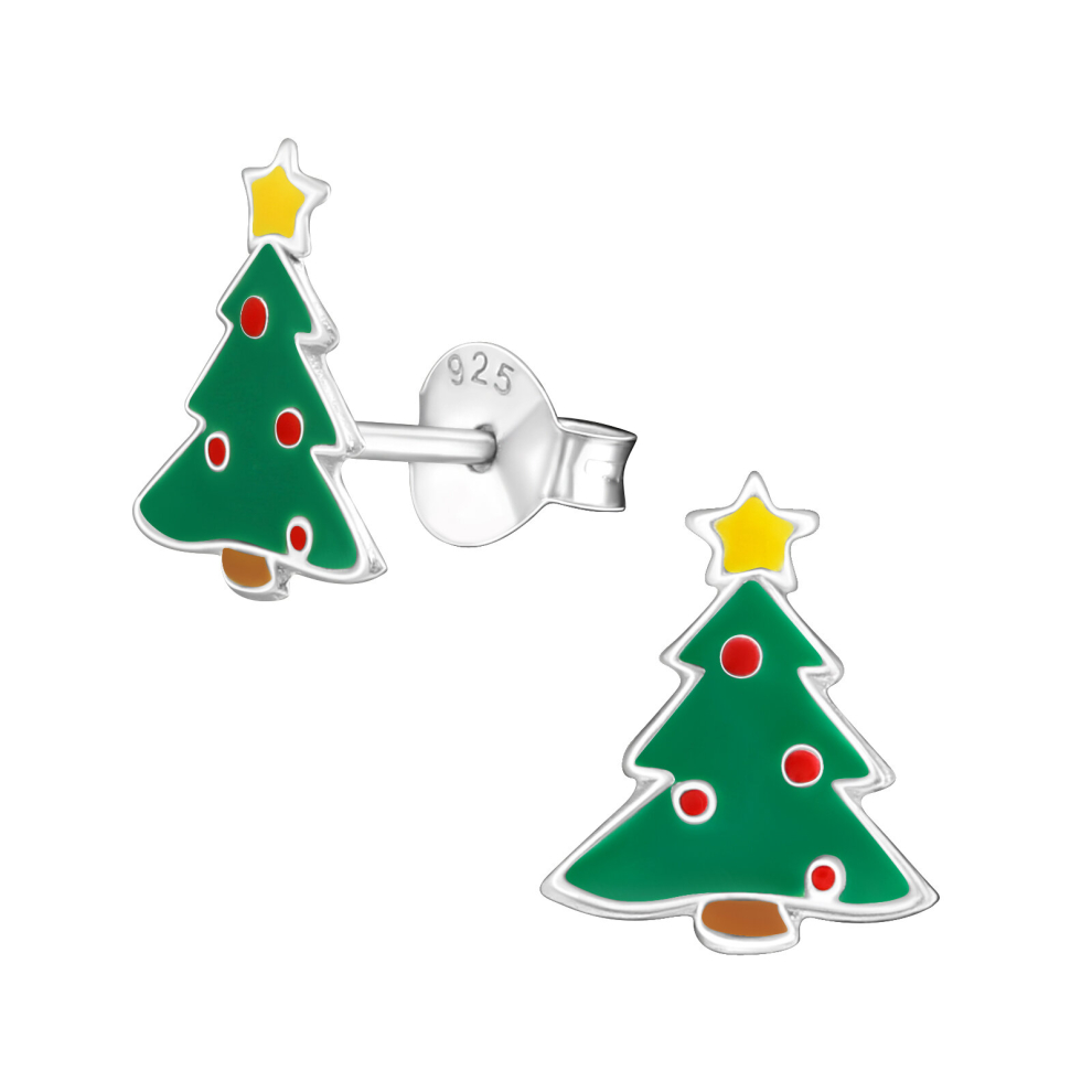 Sterling Silver Christmas Tree Ears Studs