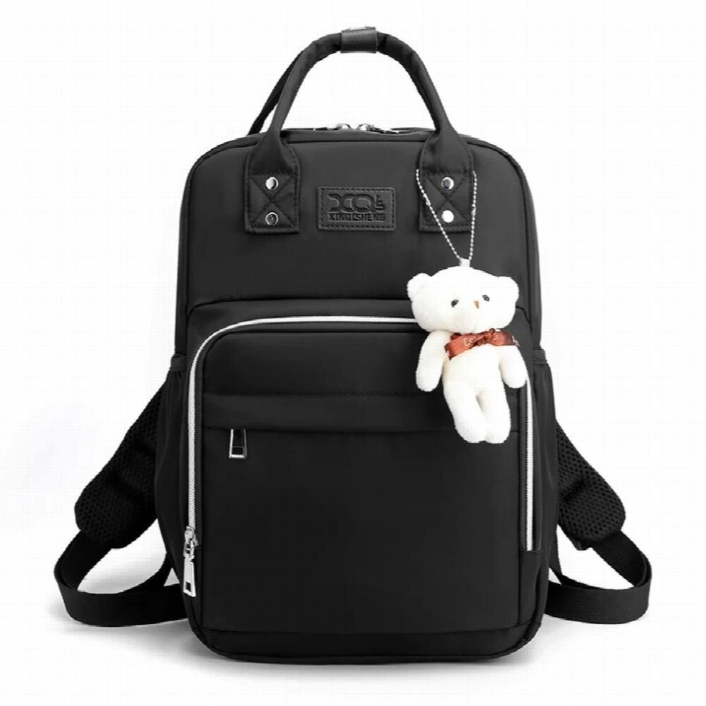 Mommy Diaper Backpack Large Capacity Bag Mother Baby Travel Backpack Lightweight Printing Backpack Floral Black