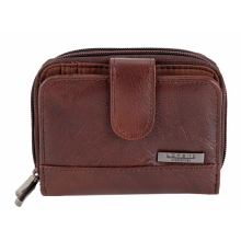 Real Leather Womens\Ladies Twin Zip Purse Wallet Zip Coin Pocket & Tab Section