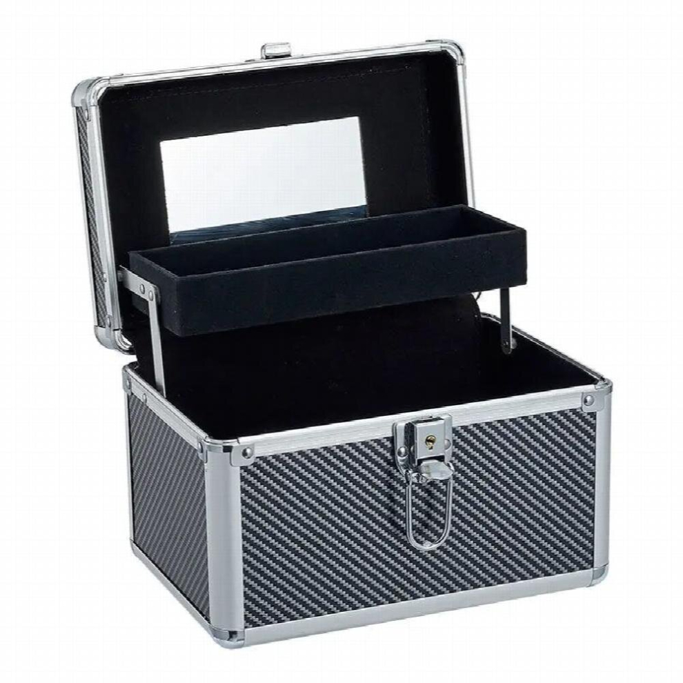 Black Makeup Box Artist Professional Metal Cosmetic Cases Make Up Bag Tattoo Nail Multilayer Toolbox Storage Organizer