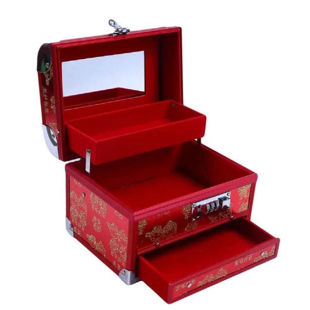 Red Makeup Box Artist Beauty Cosmetic Cases Makeup Bag Tattoo Nail Multilayer Toolbox Storage Bag Wedding Jewelry Box