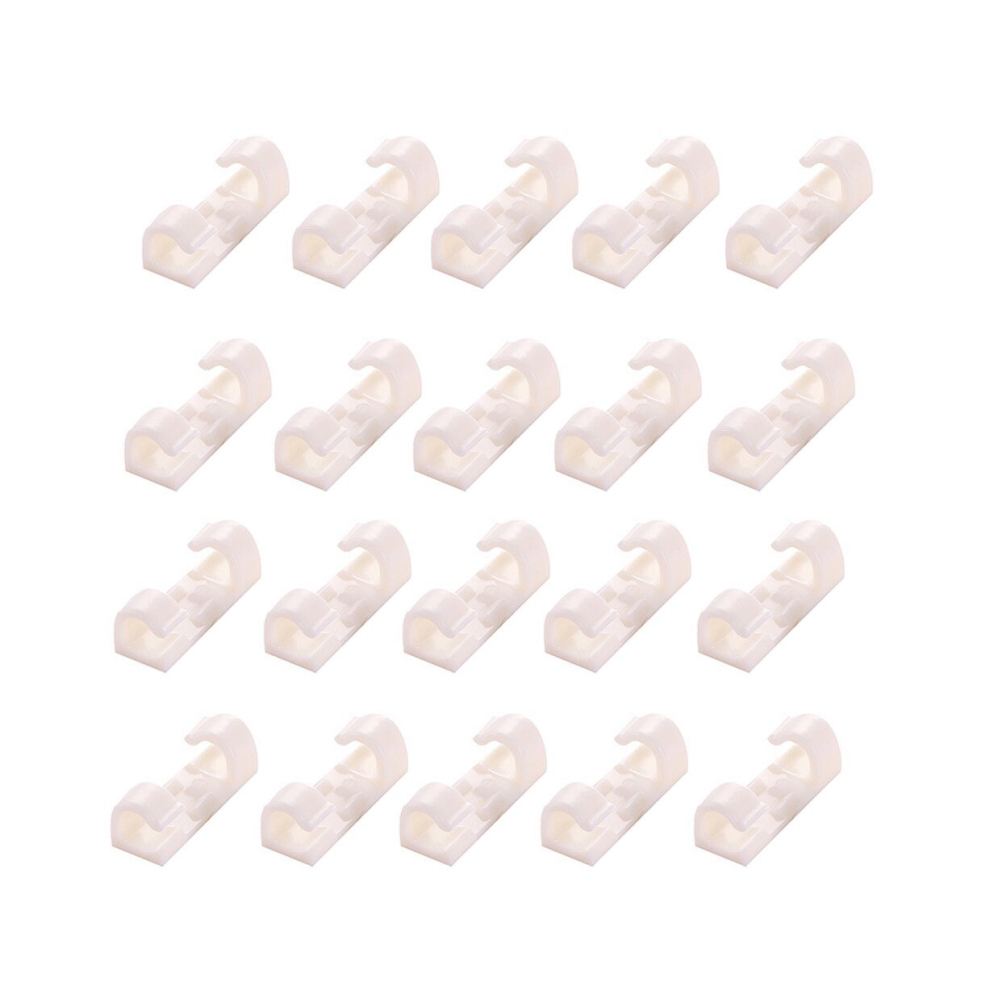20Pcs Self-Adhesive Network Charge Cable Clip Wire Organizer Fixer Holder Clamp-White Big 6923070625338
