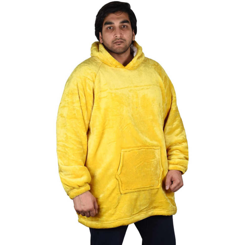 (Yellow) Unisex Blanket Hoodie Sherpa Fleece Ultra Plush