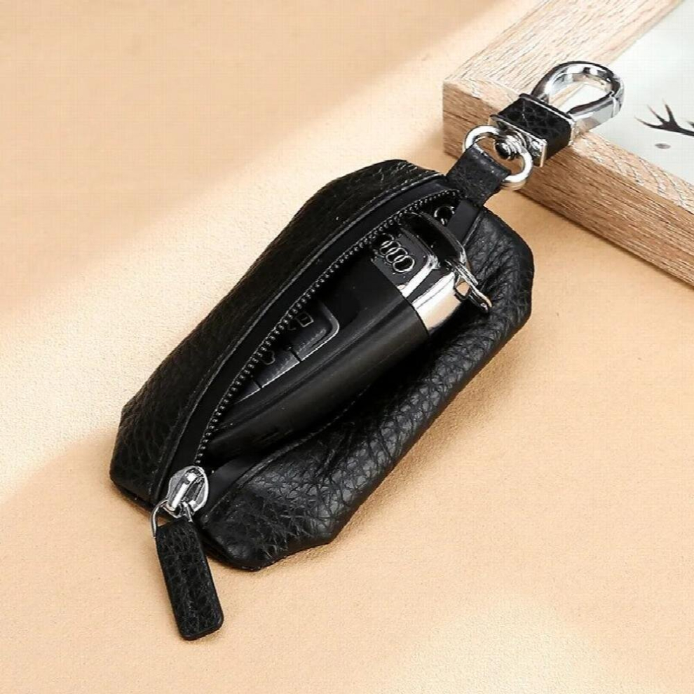Upgraded Leather Car Key Case Leather Lychee Pattern Waterproof Zipper Car Universal Key Cover Multicoloured 885662327661
