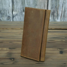 Vintage Natural Crazy Horse Leather Long Men Wallet