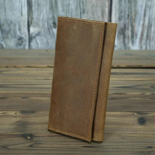 Vintage Natural Crazy Horse Leather Long Men Wallet