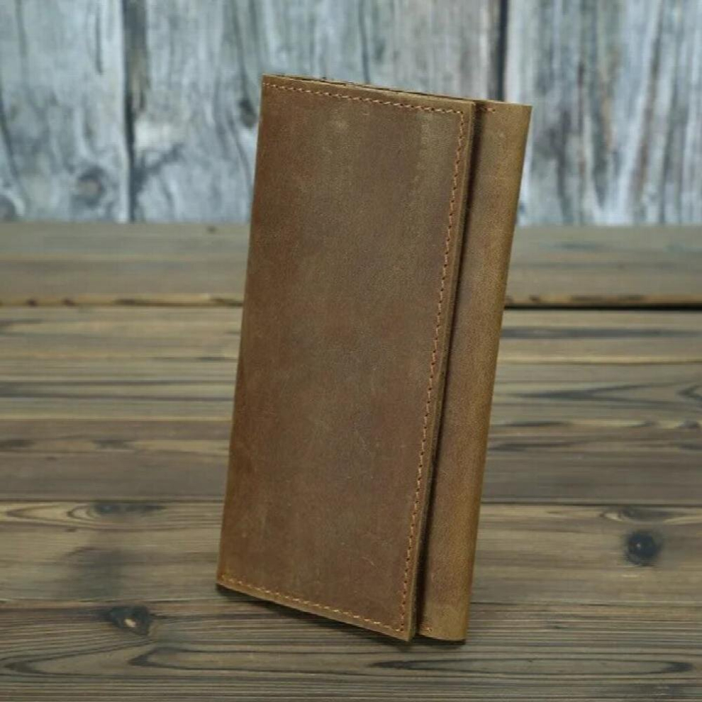 Vintage Natural Crazy Horse Leather Long Men Wallet Multicoloured