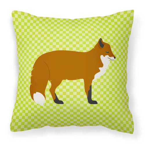 Red Fox Green Fabric Decorative Pillow - 18 x 18 in.