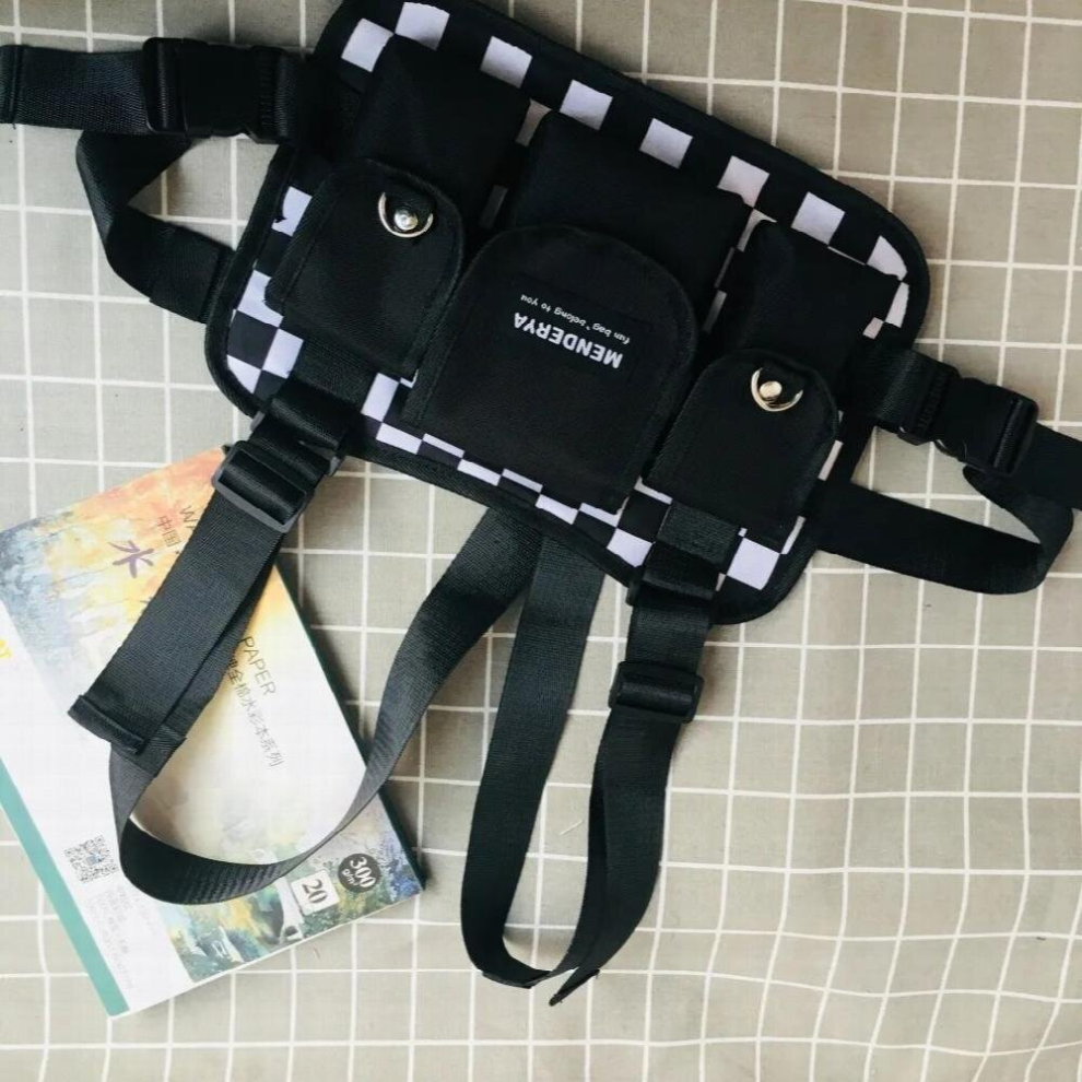 and Plaid Chest Bag for Men Kanye West Hip Hop Streetwear Men Tactical Chest Rig Vest Wait Packs Bum Bag-image-OPC-PCXG7Z5-NEW