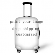 (Custom images F26 Beige-S (18 21 inch)) Purple Cartoon Owl Print Travel Hand Luggage Protective Cover Waterproof maleta de viaje infantil for Child