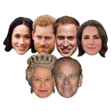 Royal Family Couples Cardboard Face Masks - Pack of 6