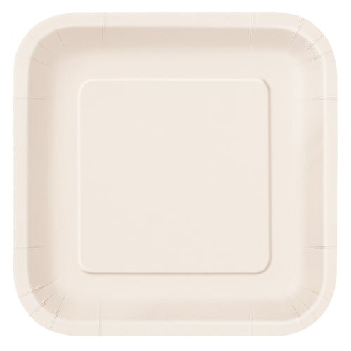 Ivory Square Paper Plates 22cm - Pack of 14