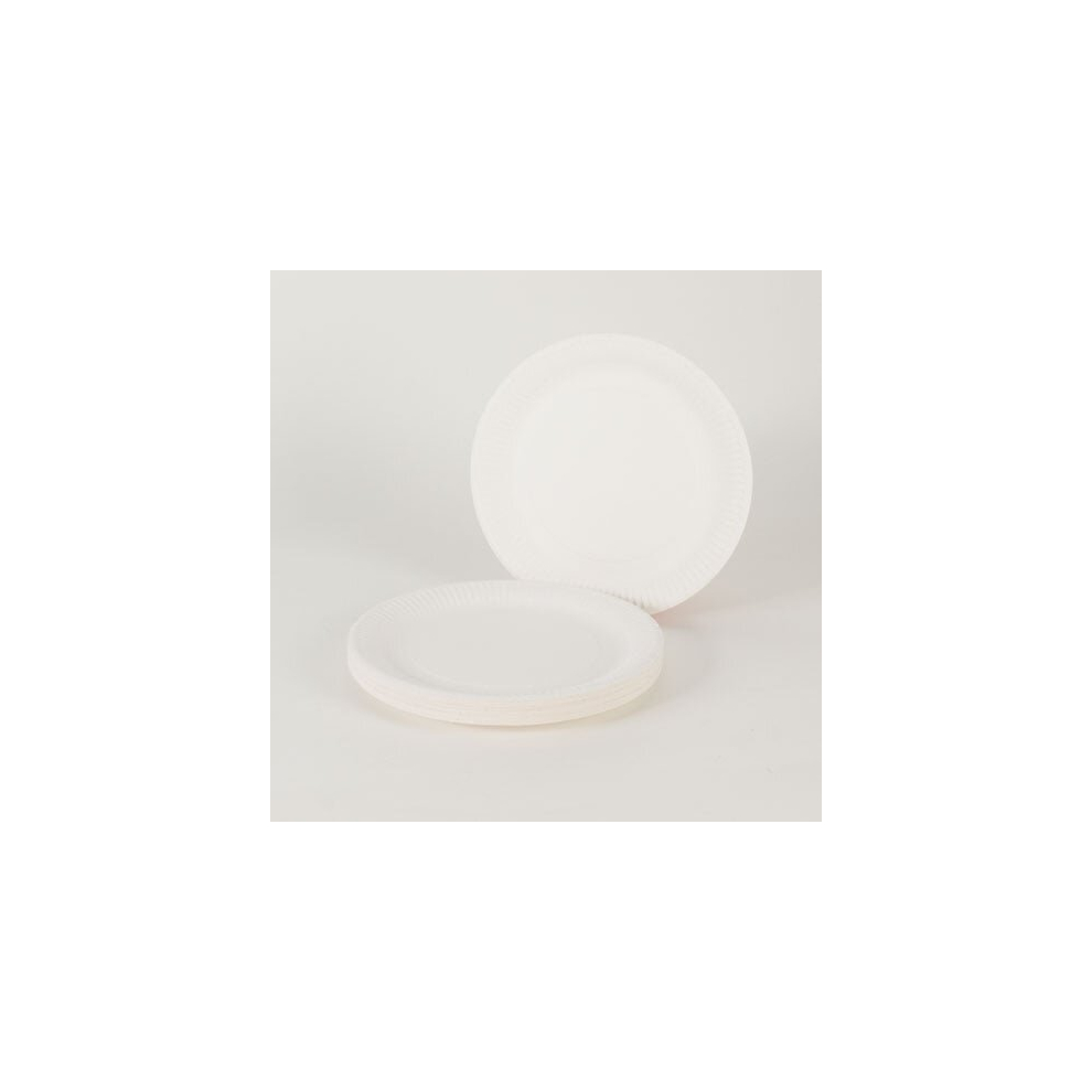 White Biodegradable Round Paper Plates 23cm - Pack of 30