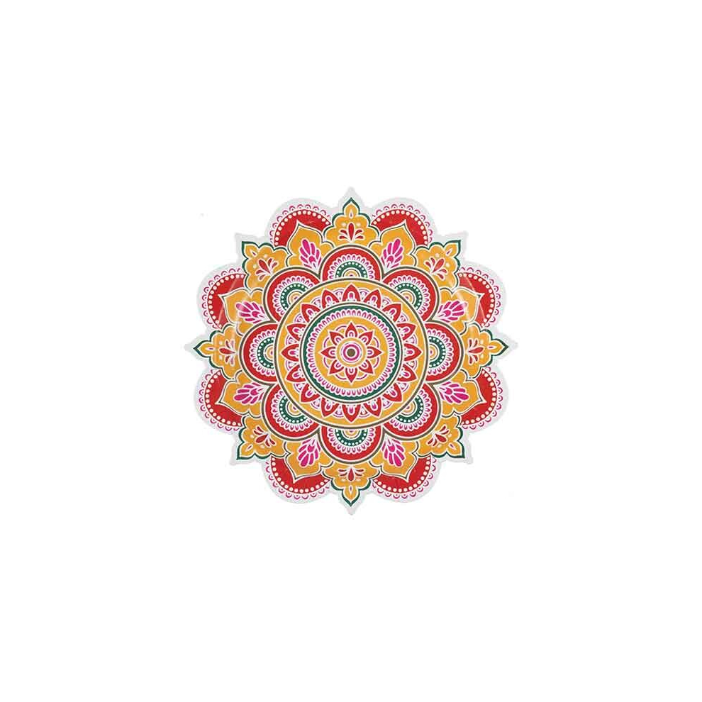 Multicoloured Diwali Rangoli Shaped Paper Plates 25cm - Pack of 8