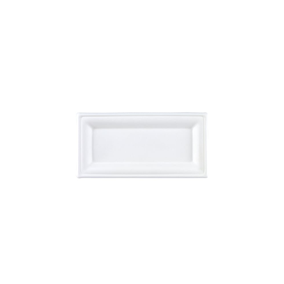 White Rectangular Compostable Bagasse Plates 26cm - Pack of 25