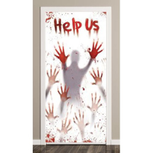 Halloween Bloody Help Us Scary Door Cover
