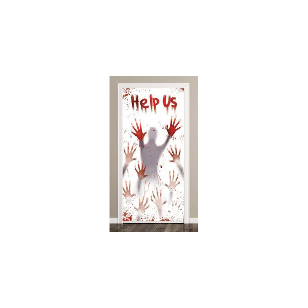Gem Imports Halloween Bloody Help Us Scary Door Cover