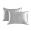 (light grey, K: 51*91cm(a pair)) Silk Pillowcase Solid Double Sided Satin 1