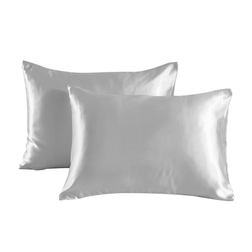 (light grey, K: 51*91cm(a pair)) Silk Pillowcase Solid Double Sided Satin