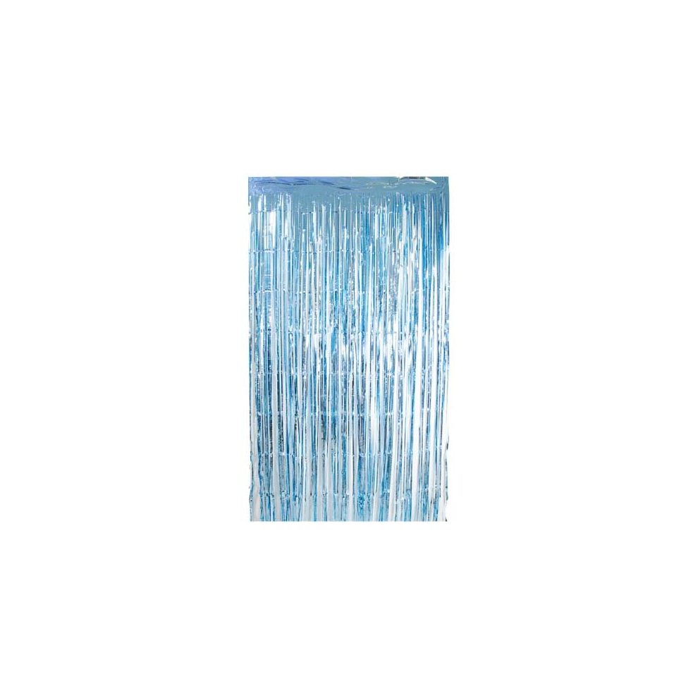Light Blue Metallic Foil Fringe Door Curtain 1.9m x 99cm