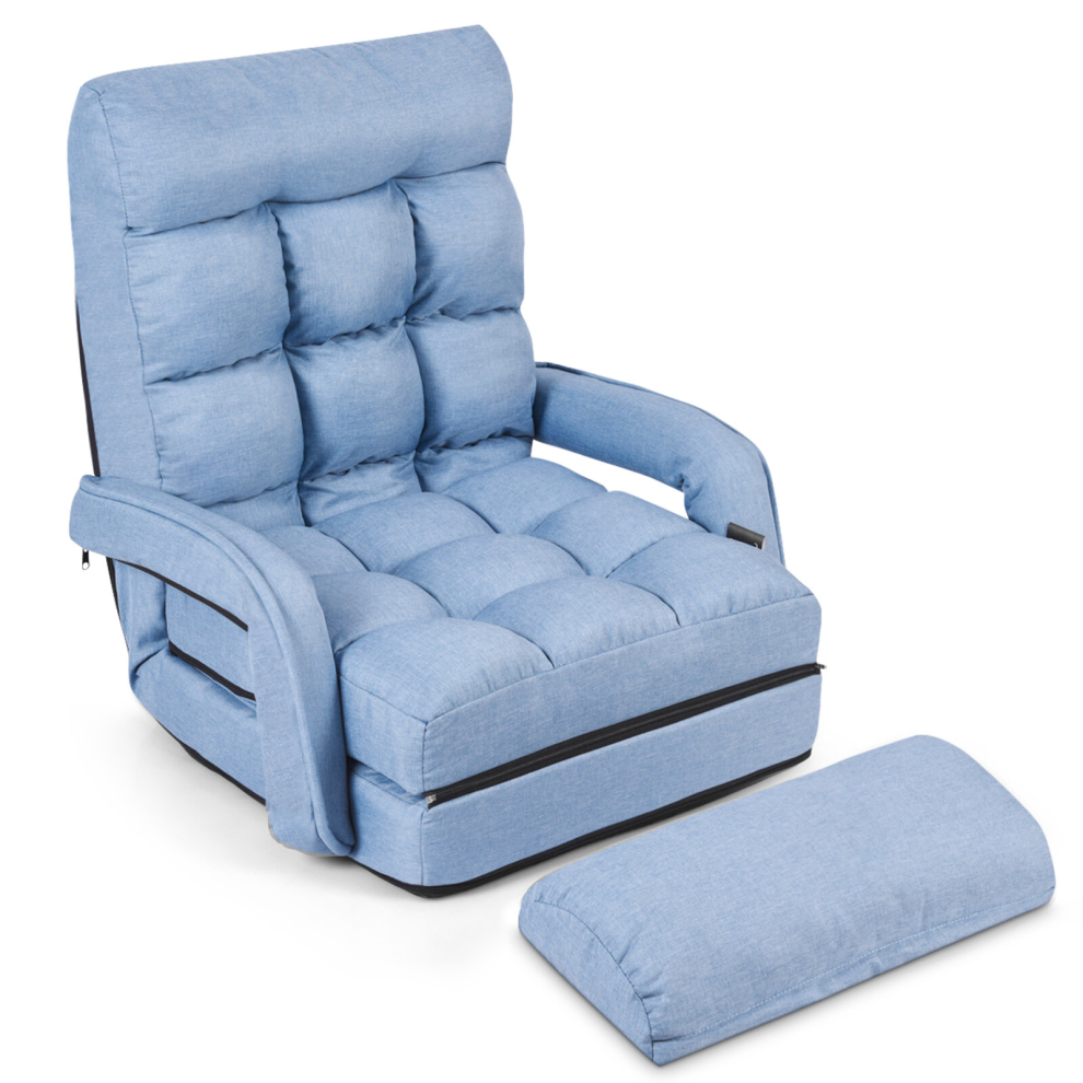 Costway Folding Lazy Sofa Lounger Floor Gaming Armchair Adjustable Recliner