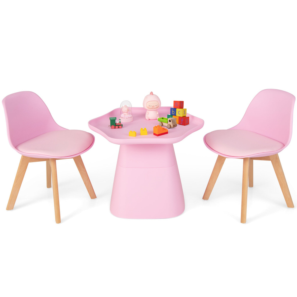 3 PCS Kids Table and Chairs Set Toddler Activity Table and Chairs with Backrest