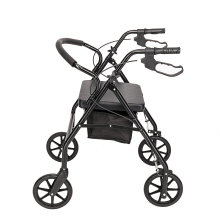 (Black) Rollator Mobility Walker Disability Aid Walking 4 Wheels with Seat
