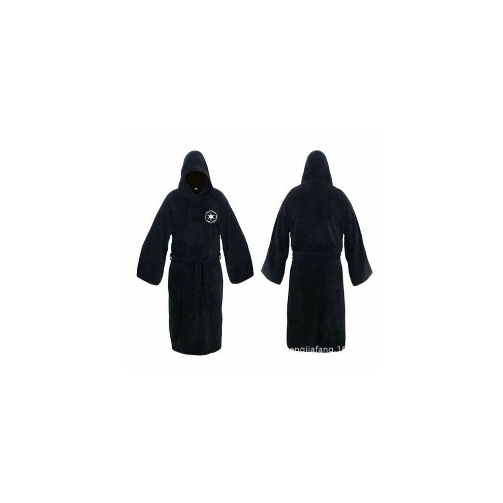 (L, Black) Men Star War Bath Robe Jedi Sith hooded Bathrobe Cloak Soft fleece Dress Gown YN