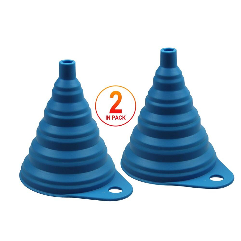 (Blue) Home & Kitchen Fordable Funnel,Silicone Collapsible Style,BPA-free,Heat Resistant,for dishwasher