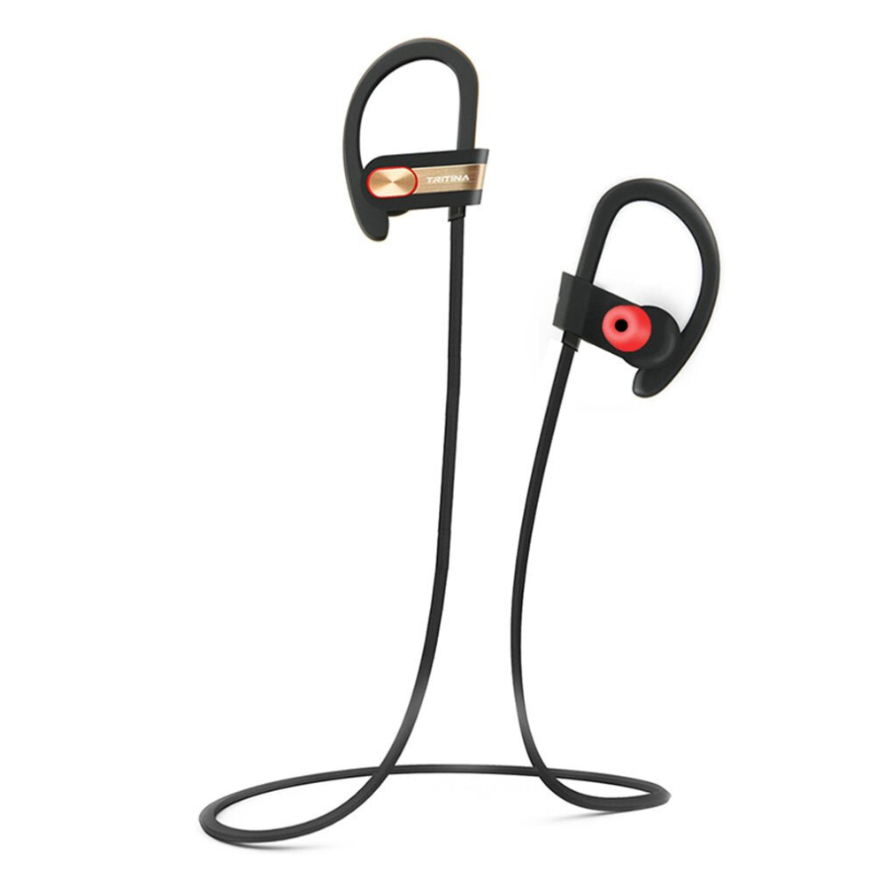 (Black With Gold) Sports Bluetooth Earphone Built-In Microphone,Sweatproof Stereo Sound For Running,Jogging Black,Gold 9495687990682