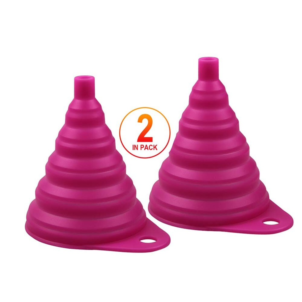 (Pink) Home & Kitchen Fordable Funnel,Silicone Collapsible Style,BPA-free,Heat Resistant,for dishwasher