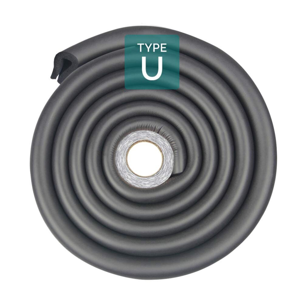 (Black) Glass Table Protector Bumper,6.6ft / 2m U Type Corner Cushion Round Coffee Desk Home Safty 1st,Baby Guard,Kid Children Proof
