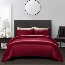 (red, S135*200cm) Satin Simulation Silk 3 Piece Duvet Cover Set